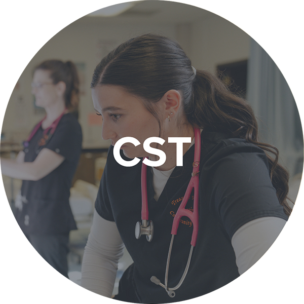 transparent image of tvcc nursing students with the letters cst on top of it