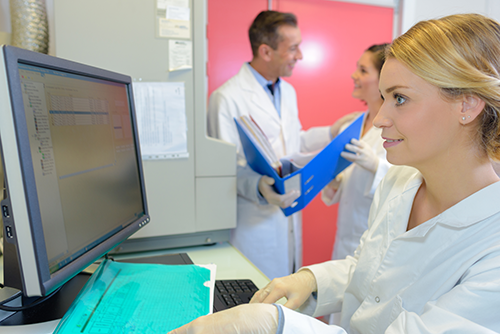 woman at computer in medical office