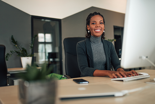 woman at computer in an office